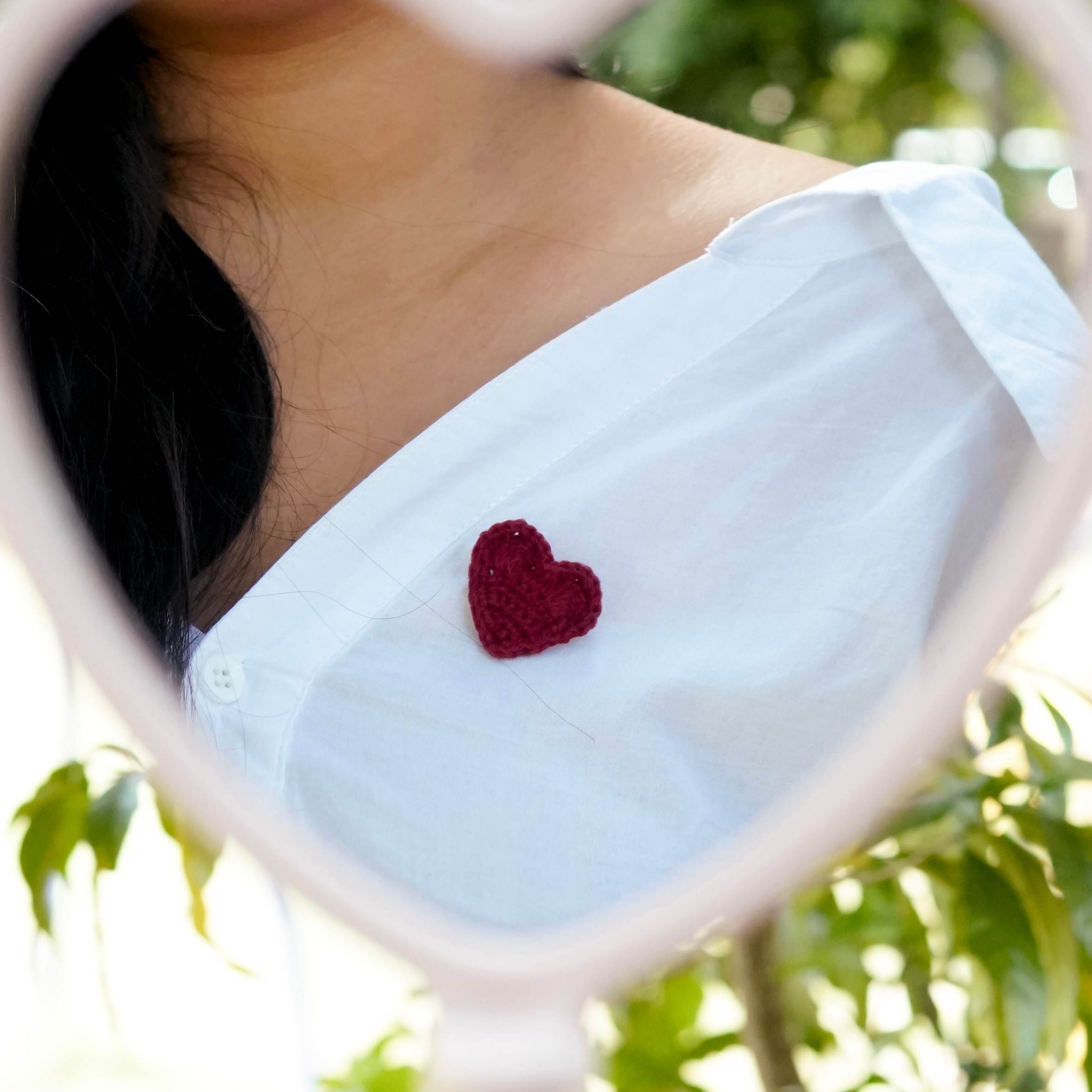  Handcrafted Gaatha - Maroon Heart Brooch (Unisex). Bold style, handcrafted for everyone