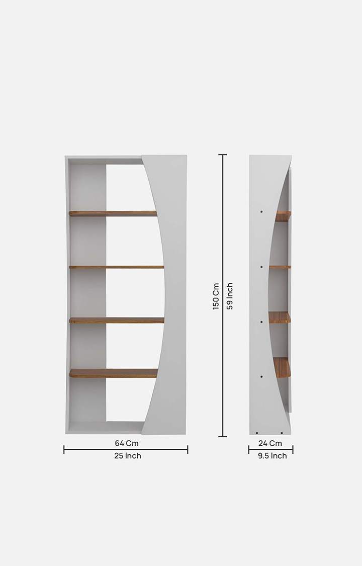 neudot Nikola Engineered Wood Bookshelf Cabinet Book Rack Organizer with 5 Shelves for Dcor Display Floor Standing for Home Library (Finish Color - Frosty White, Knock Down)