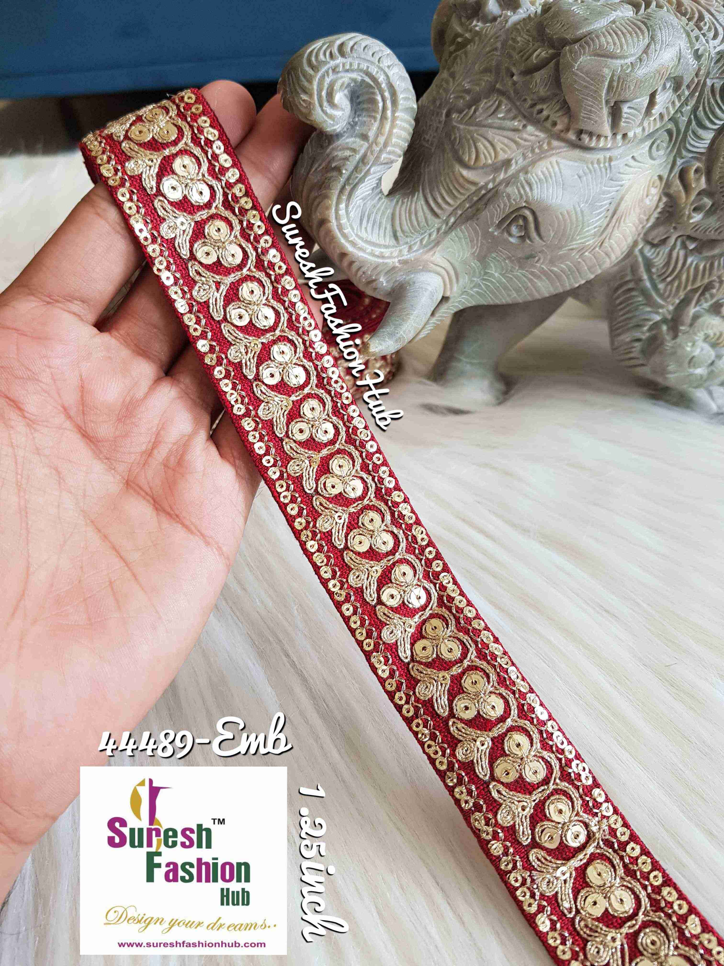 Petite Beauty Maroon Embellished Trim