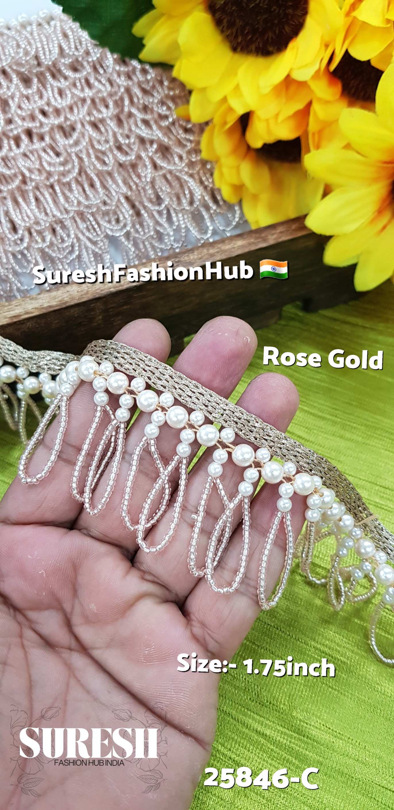 Rose Gold Pearl Drop Hanging Lace