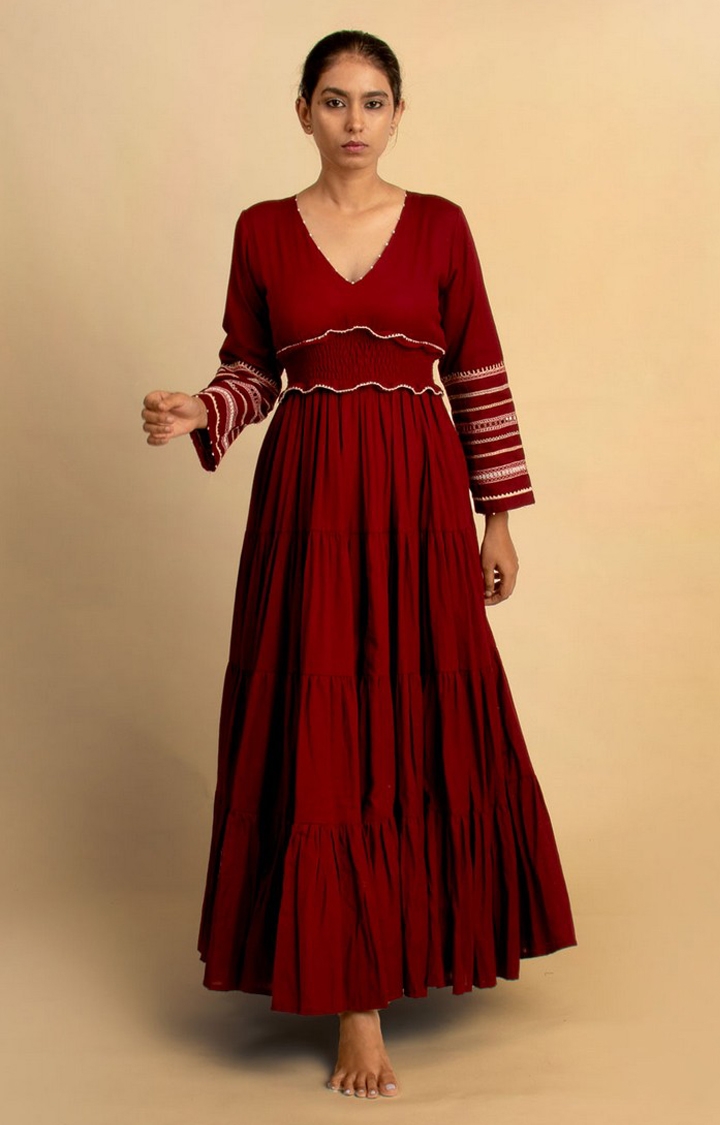 OurDve | Red Woven Dress 0