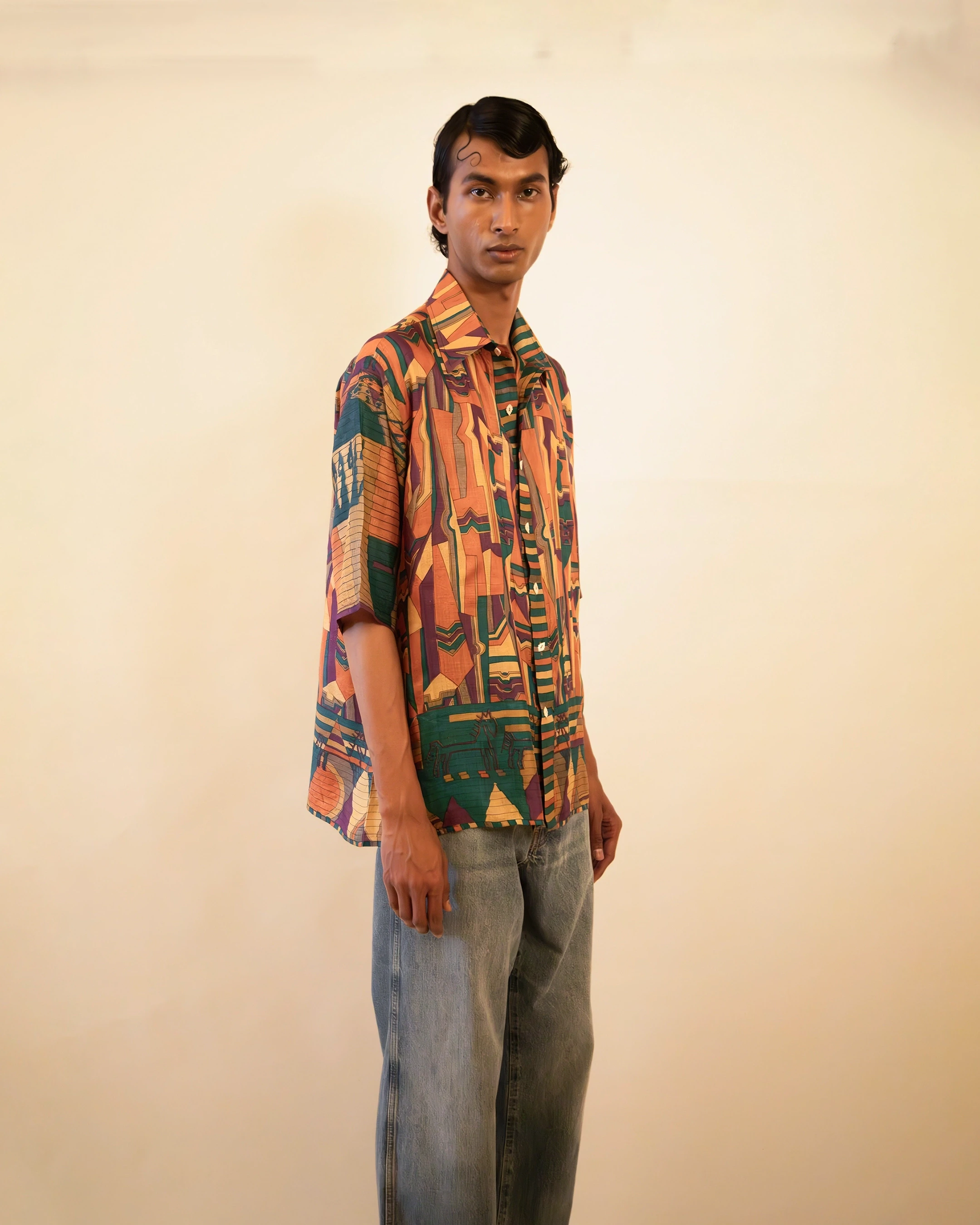 Oversized Multi-Colour Printed Shirt