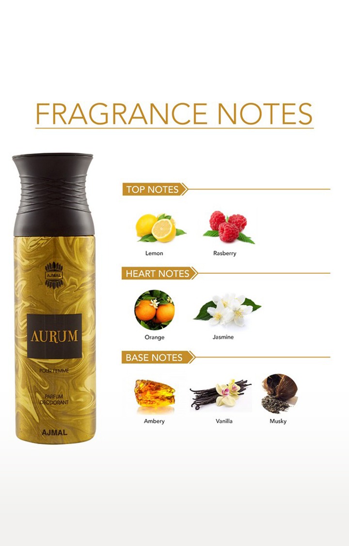 Maryaj Ramona Eau De Parfum Perfume 100ml for Women and Ajmal Aurum Femme Deodorant Fruity Fragrance 200ml for Women