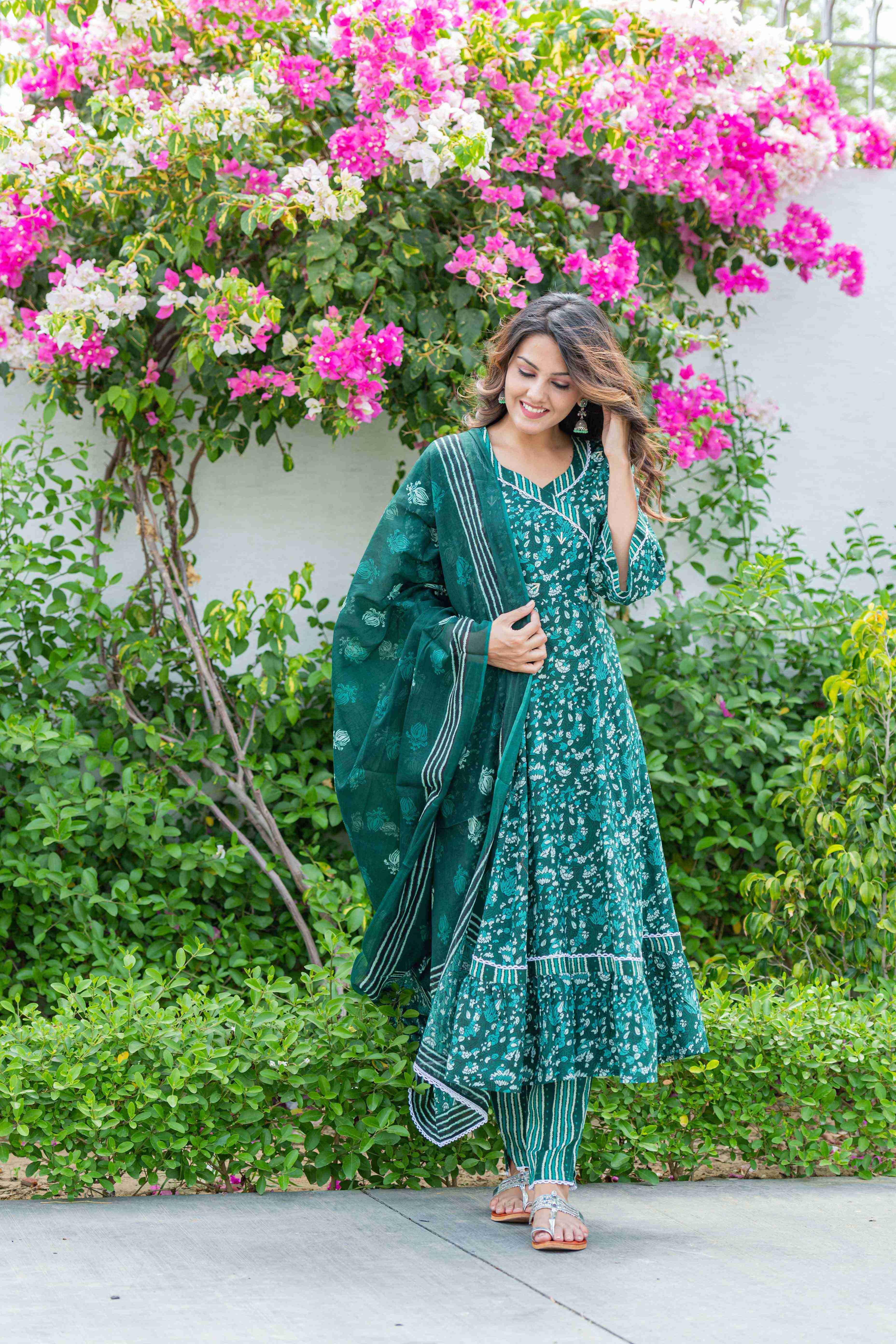 Green Printed Ethnic Sets
