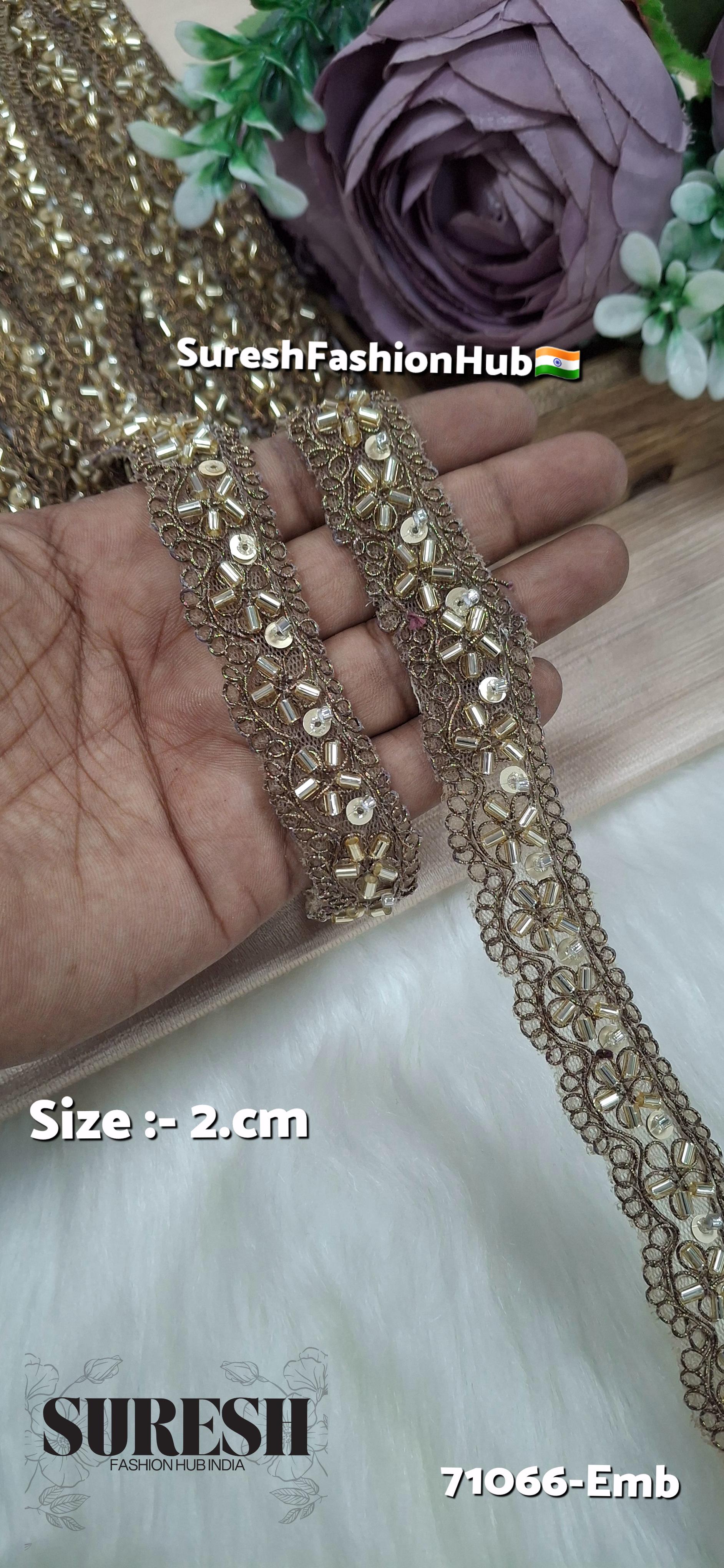 Matt Gold Luxe Scalloped Embroidery Lace