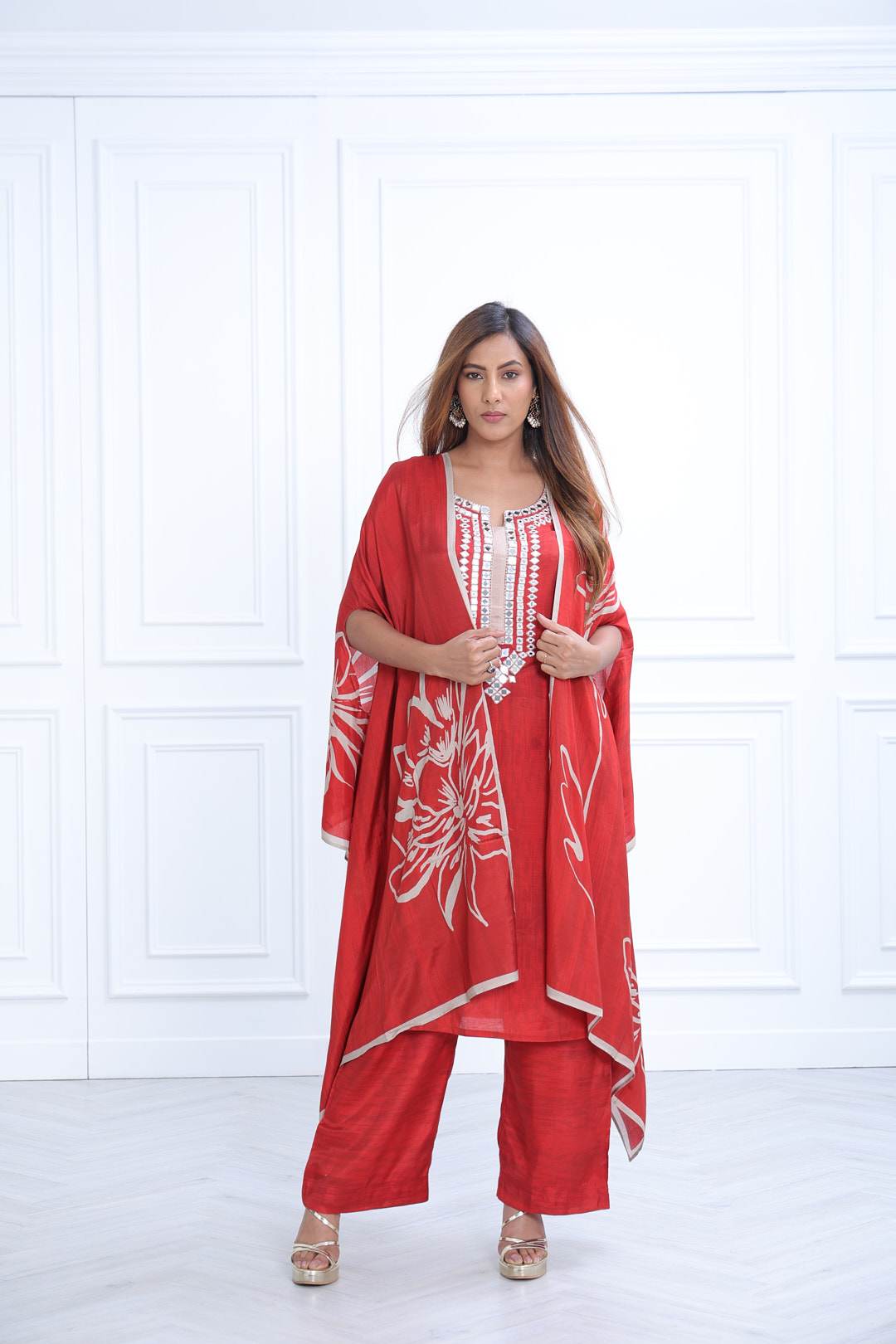 Rust Cape Kurta Set