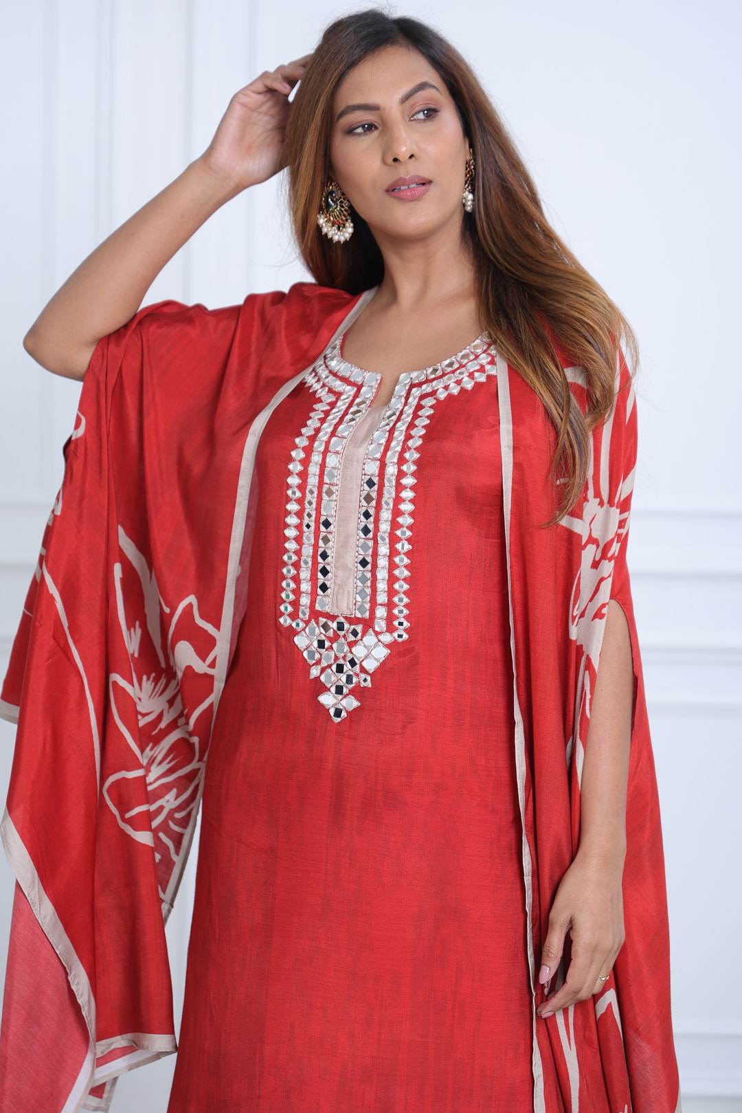 Rust Cape Kurta Set
