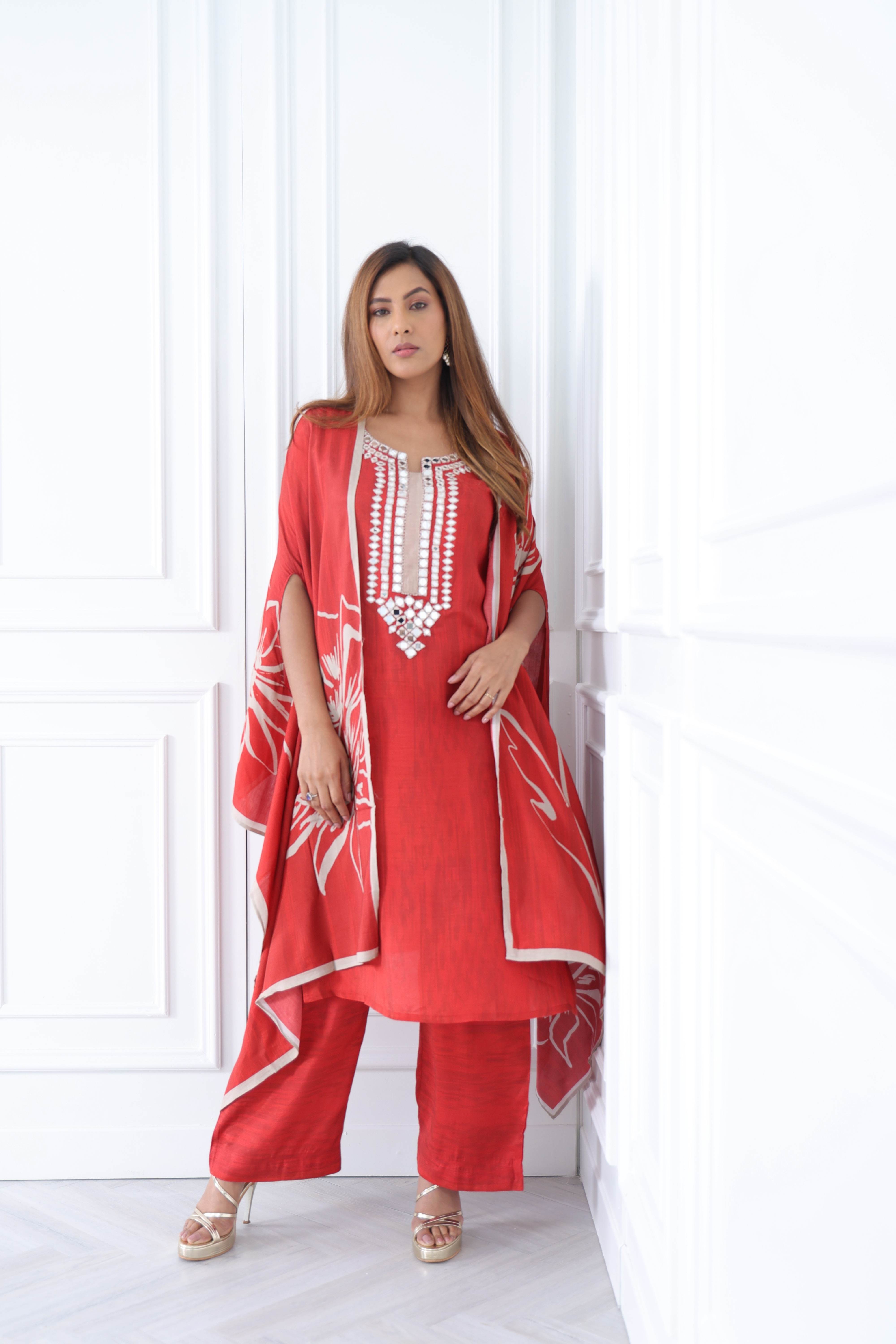 Rust Cape Kurta Set