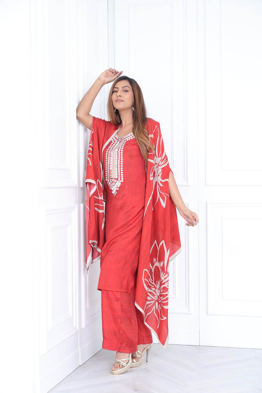 Rust Cape Kurta Set