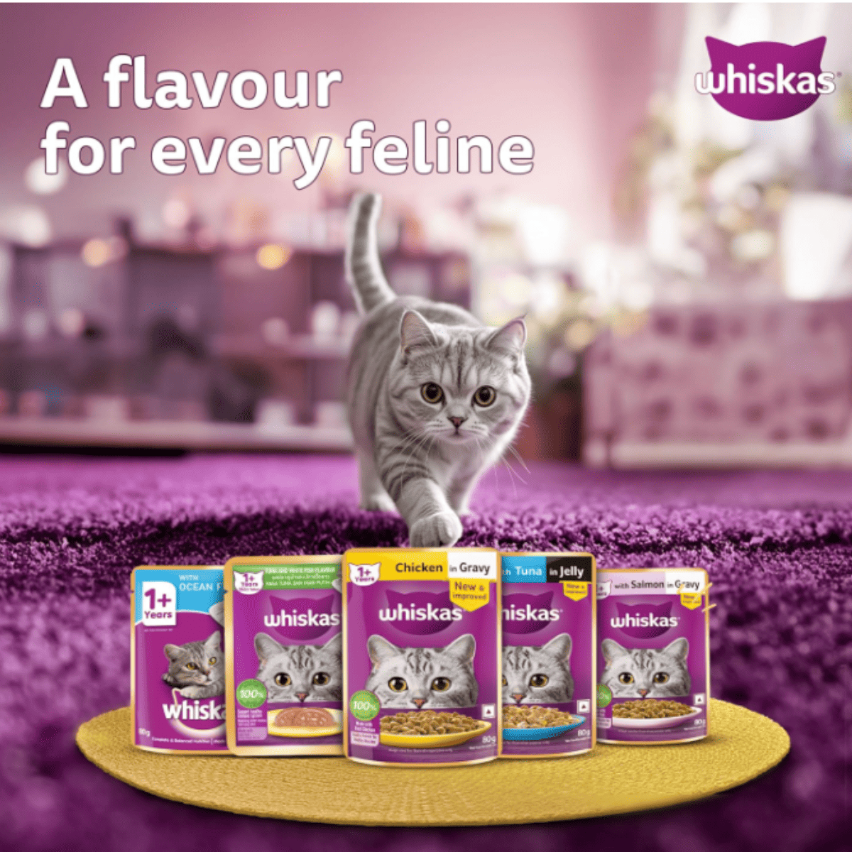 Whiskas Tuna Adult Wet Cat (1+ year) Food, 80gm