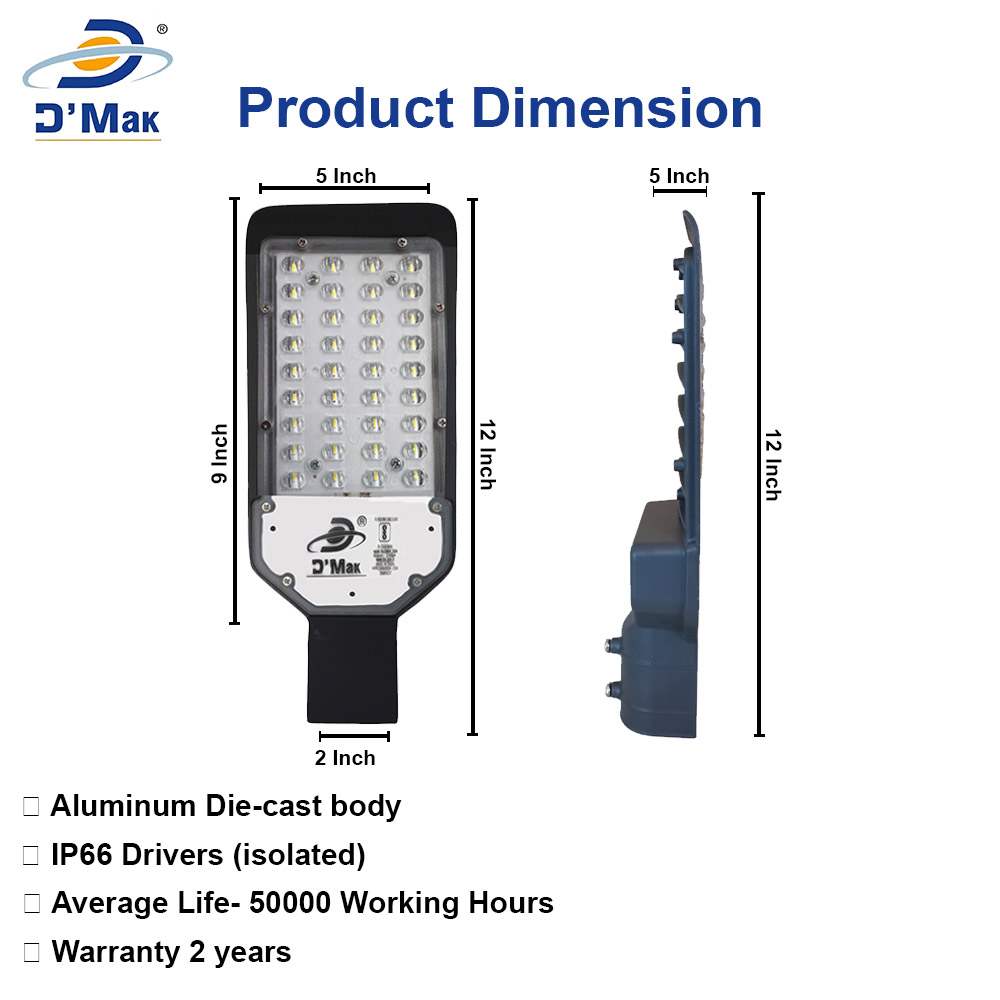 36 Watt Automatic Sensor System LED Street Light With Lens Waterproof IP65 For Outdoor Purposes Colour White Pack Of 10