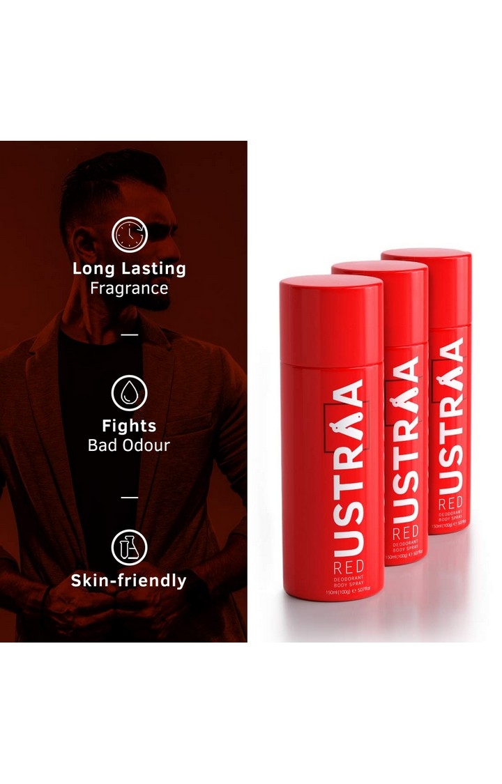 Ustraa | Ustraa Red Deodorant Body Spray, 150 ml- Set Of 3 1