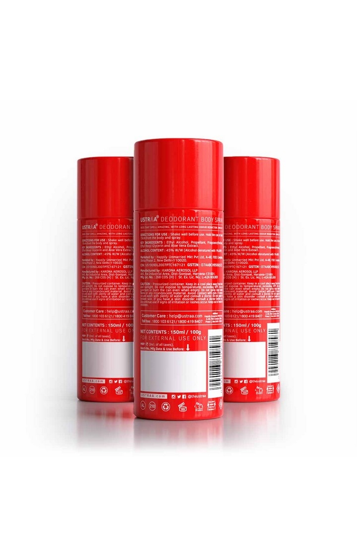 Ustraa | Ustraa Red Deodorant Body Spray, 150 ml- Set Of 3 6