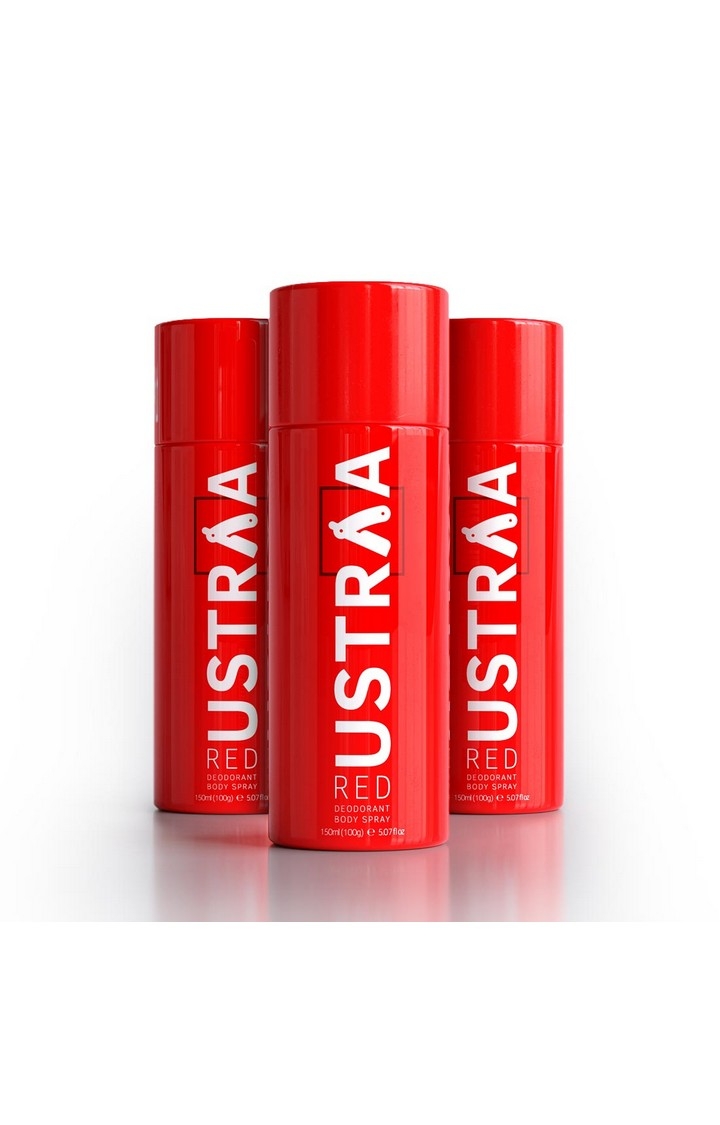 Ustraa | Ustraa Red Deodorant Body Spray, 150 ml- Set Of 3 0