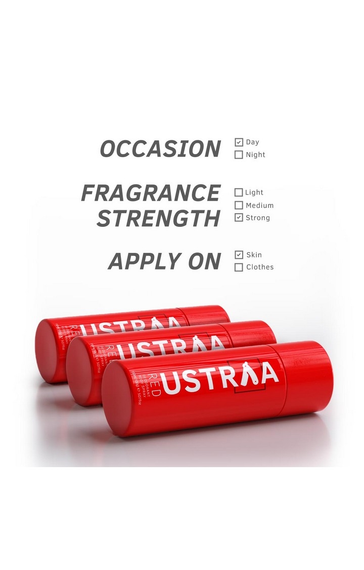 Ustraa | Ustraa Red Deodorant Body Spray, 150 ml- Set Of 3 4
