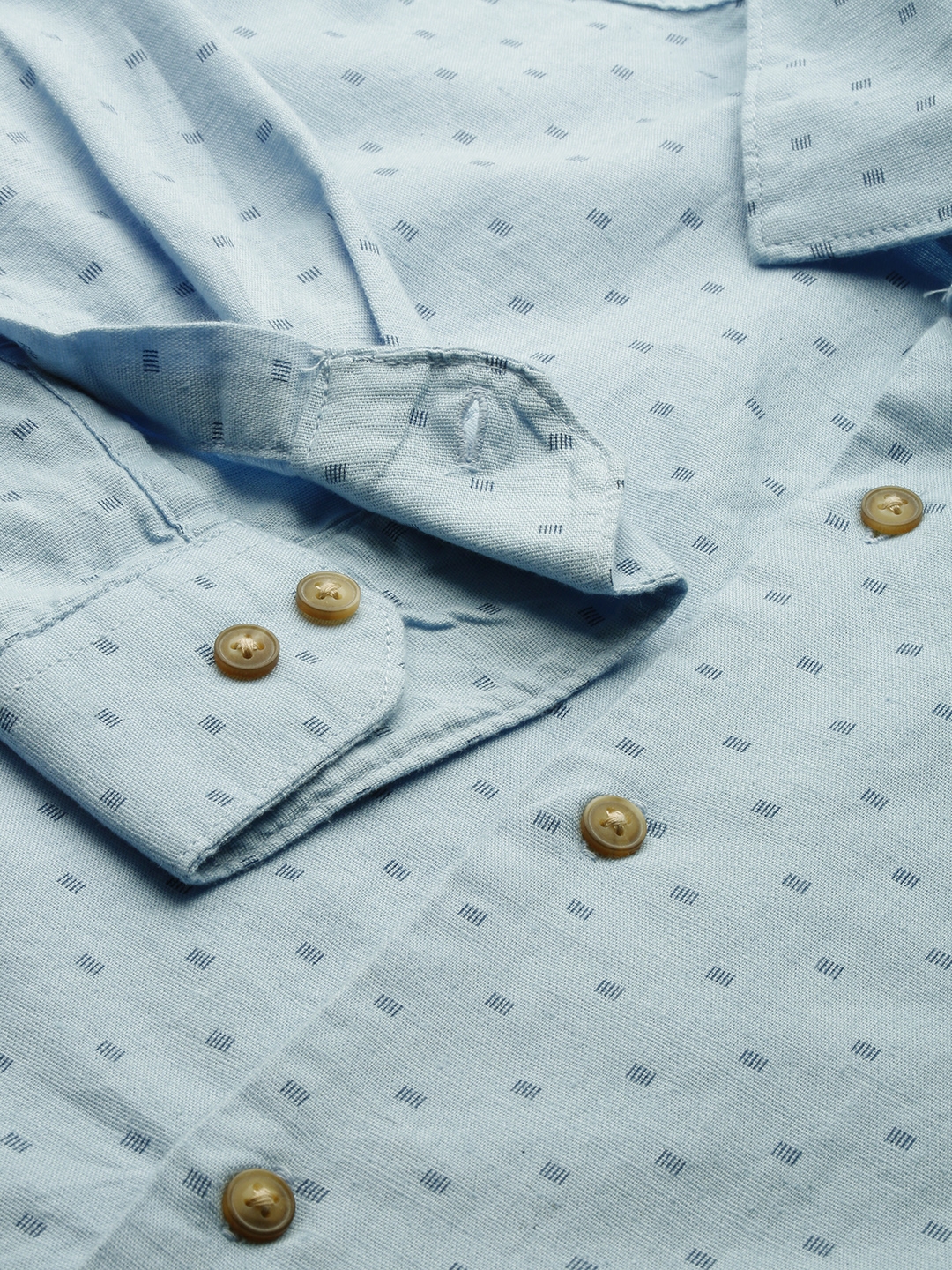 Showoff | SHOWOFF Men's Spread Collar Printed Blue Regular Fit Shirt 7