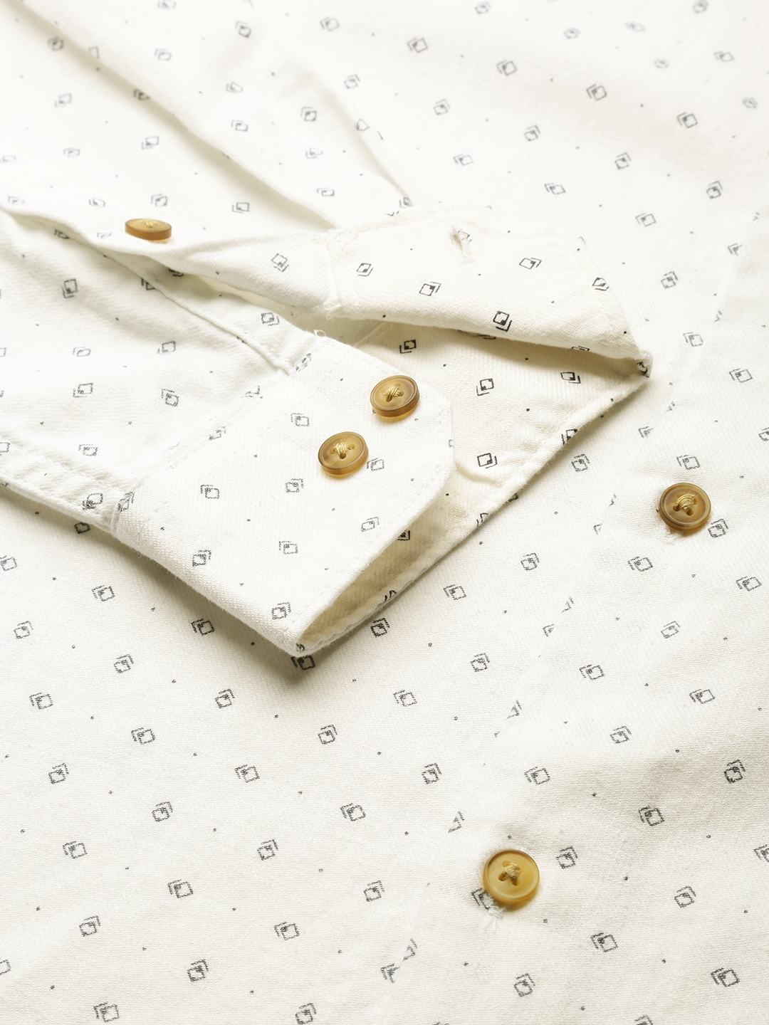Showoff | SHOWOFF Men's Spread Collar Printed White Regular Fit Shirt 7
