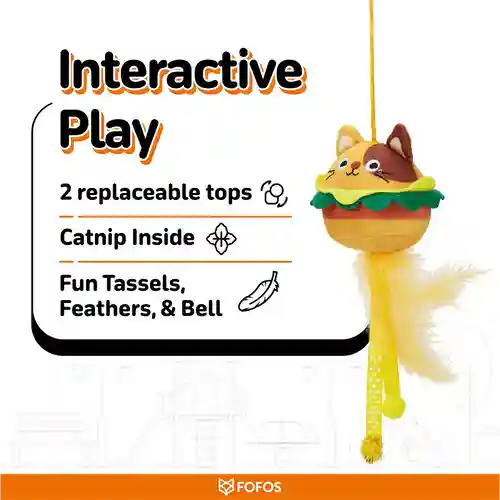 Barkbutler Fofos Cat Wand Toy Replaceable Meow Fast Food