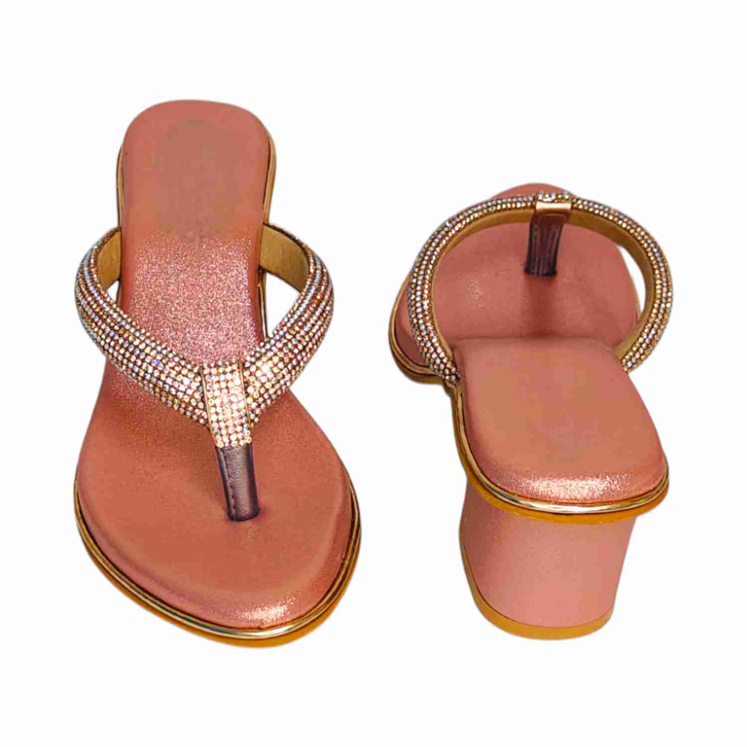 Palche Women’s Embellished Block Heel Thong Sandals – Stylish Party Wear Slip-Ons