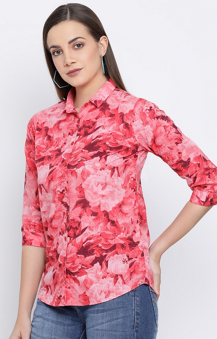 Crimsoune Club | Red Floral Casual Shirt 2