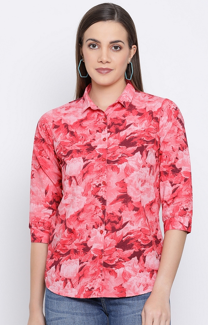 Crimsoune Club | Red Floral Casual Shirt 0