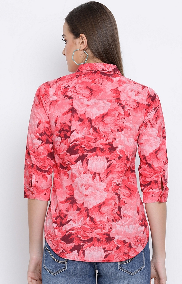 Crimsoune Club | Red Floral Casual Shirt 3