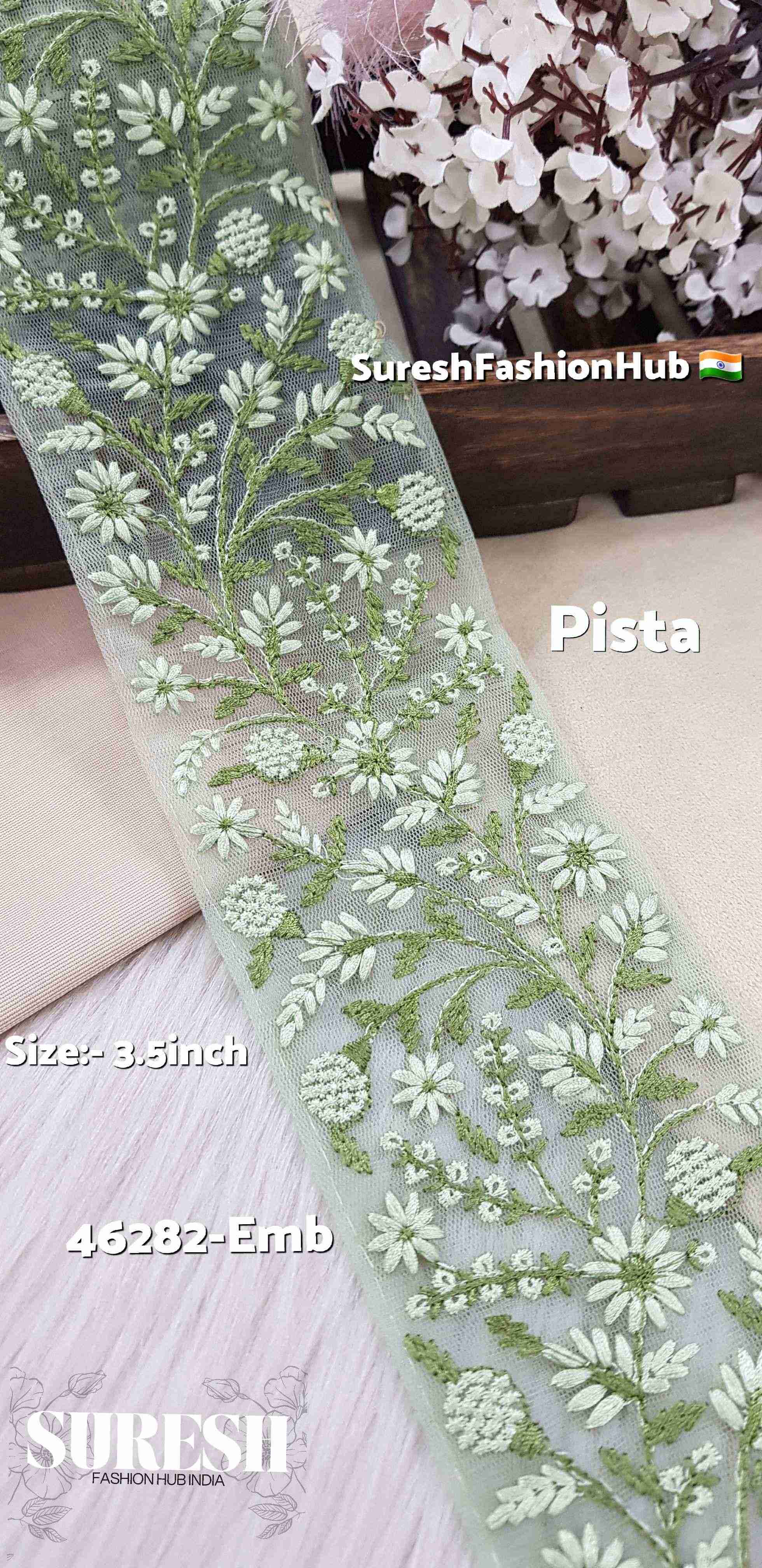 Pista Tone-to-Tone Floral Net Lace