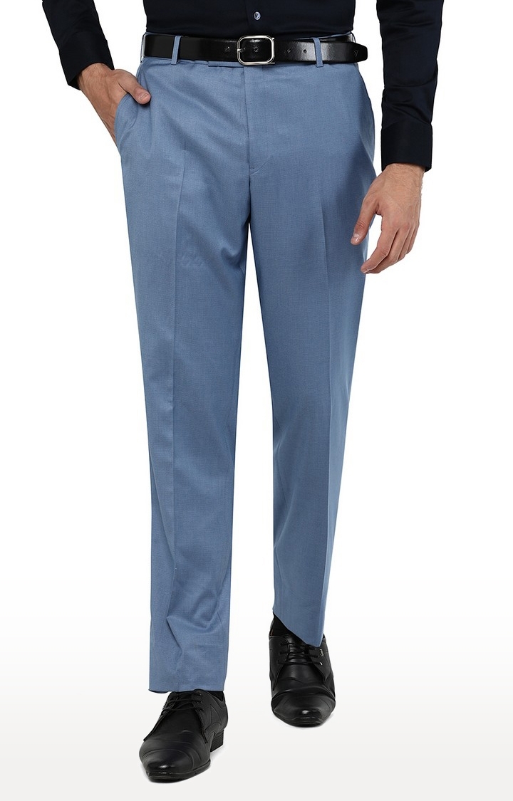 DENNISON Men Blue Solid Smart Auto Fit Waist Formal Trousers –  dennisonfashionindia