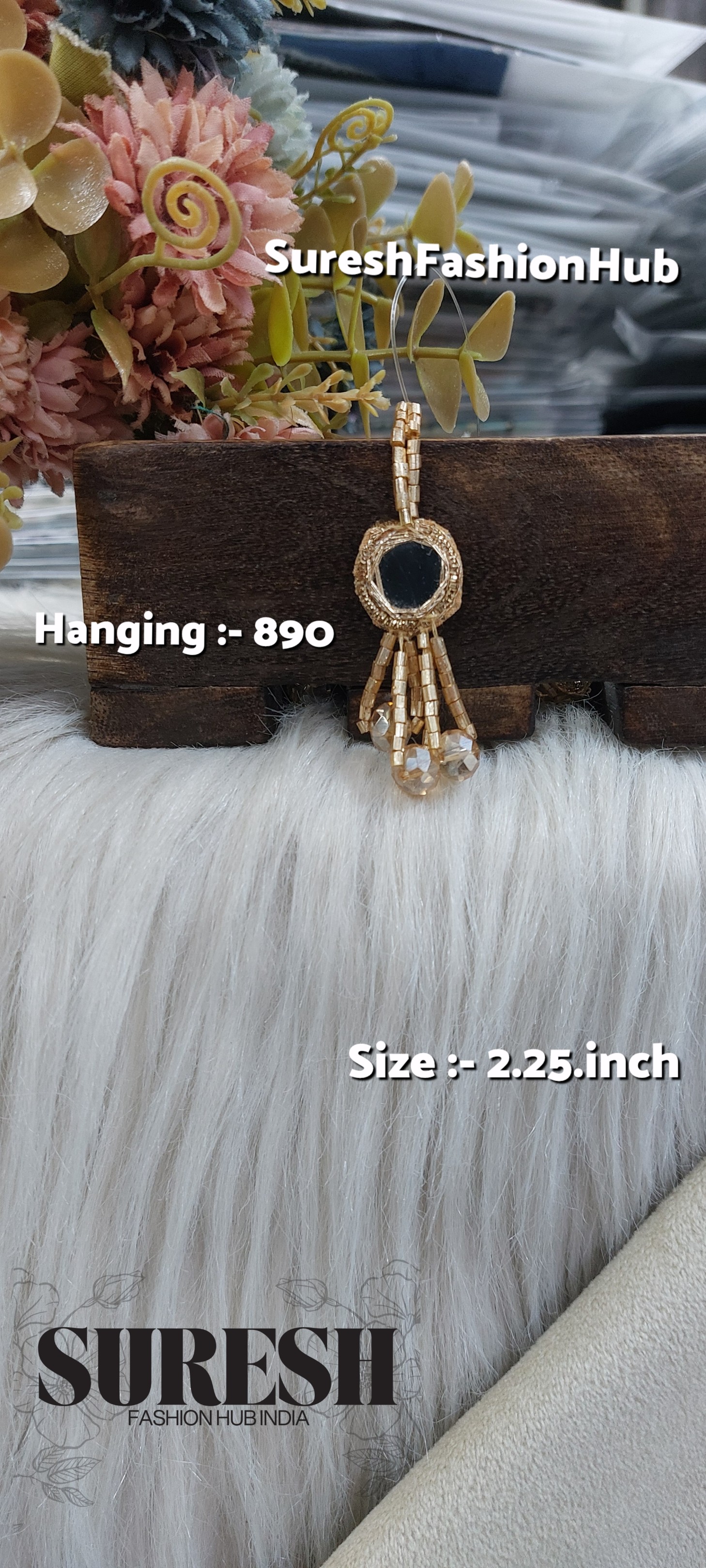 Matt Gold Mirror Charm Tassel – H-890