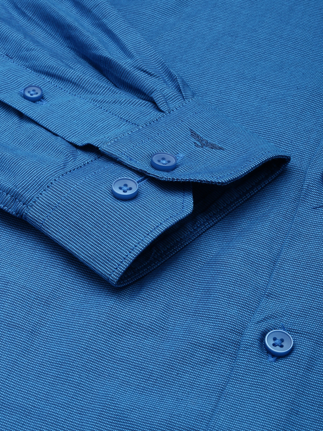 Showoff | SHOWOFF Men's Spread Collar Self Design Blue Classic Shirt 6