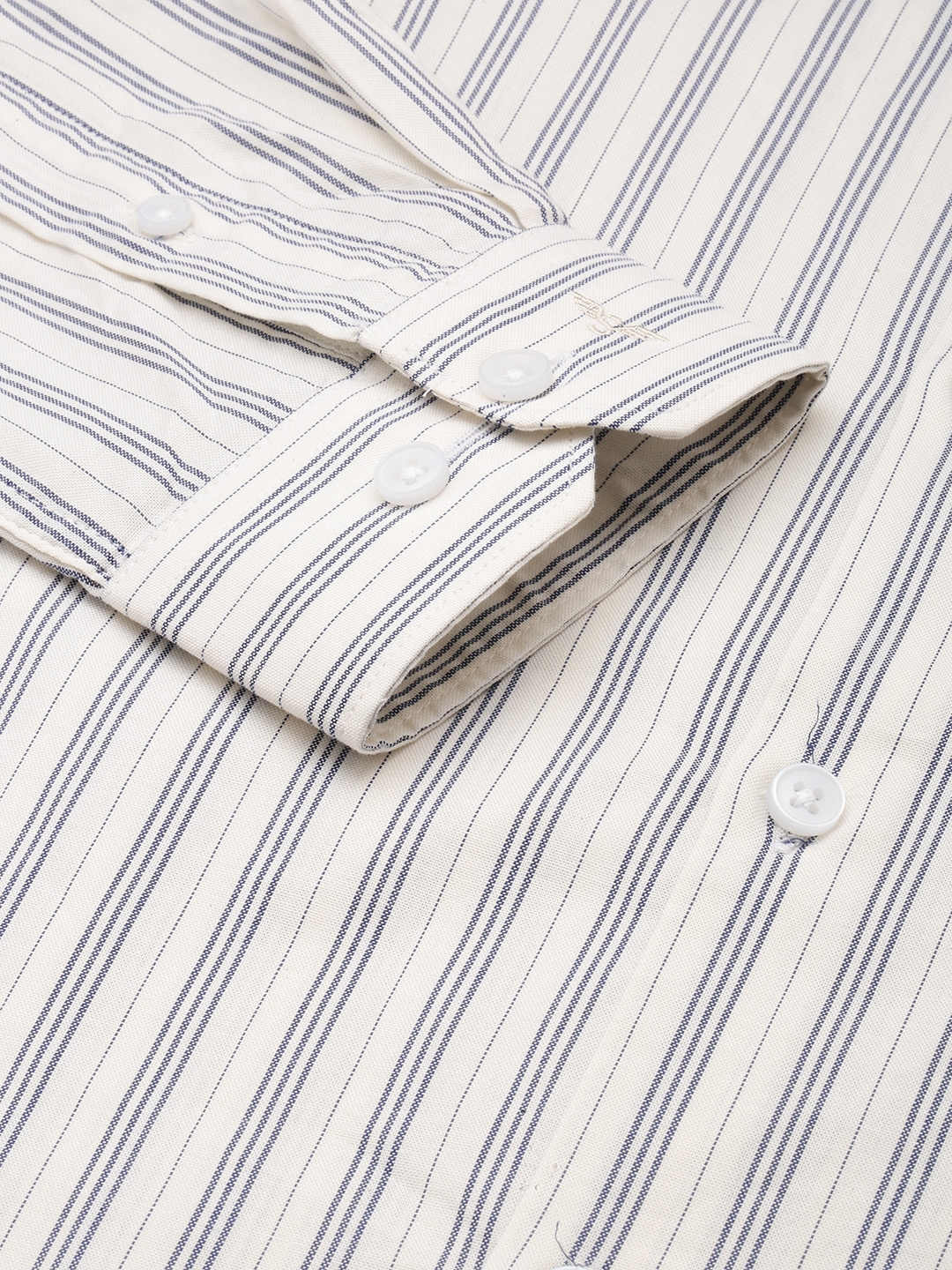Showoff | SHOWOFF Men's Spread Collar Striped White Smart Shirt 6