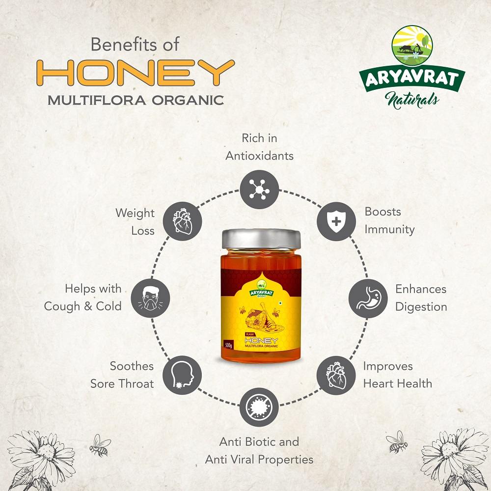 Aryavrat Naturals Organic-Raw Honey 500 Gram I 100% Pure Organic and Natural