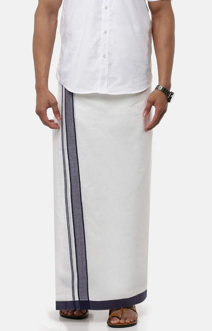 White Solid Black Border Dhotis