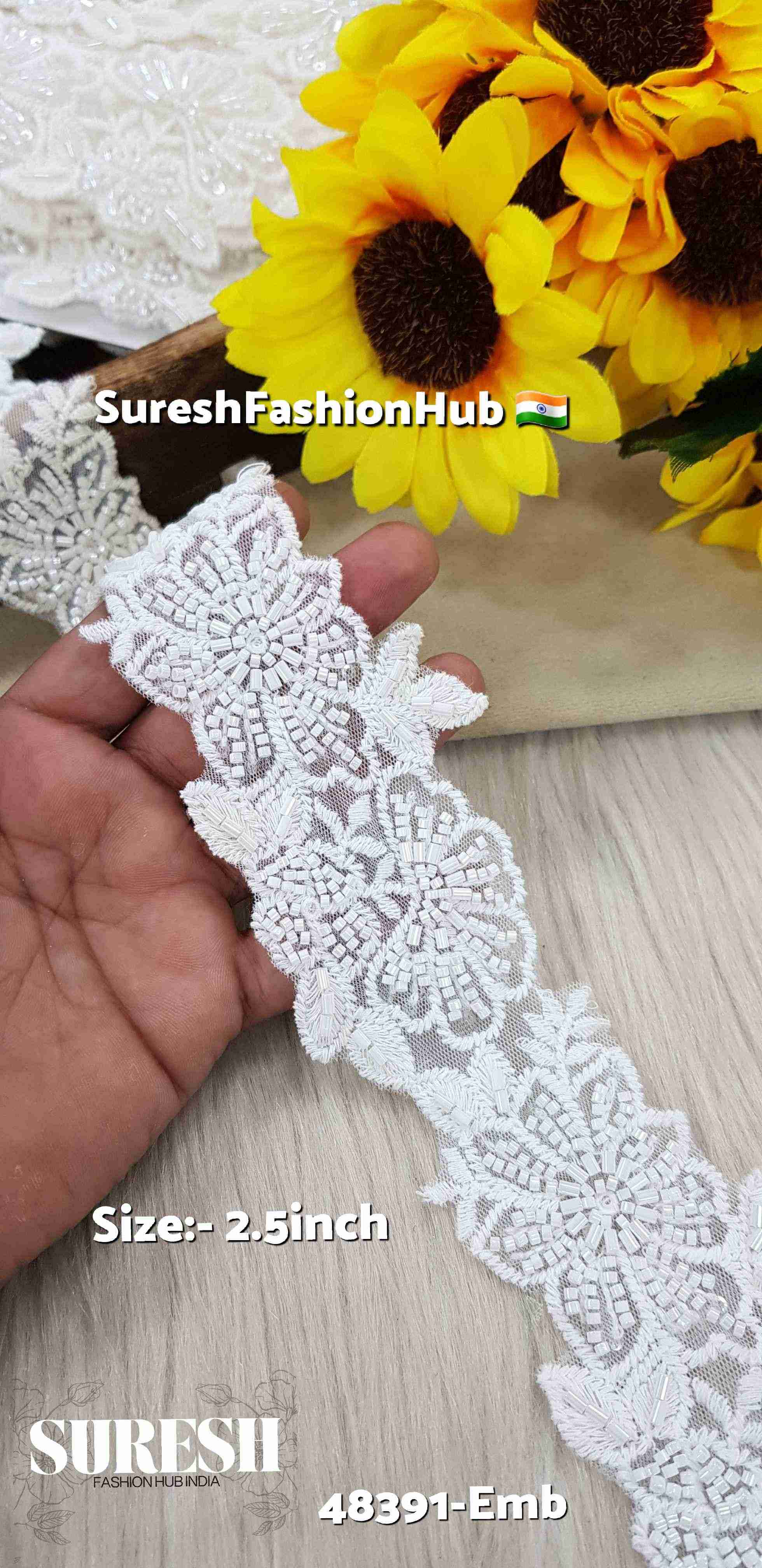 White Double-Side Scalloped Floral Lace