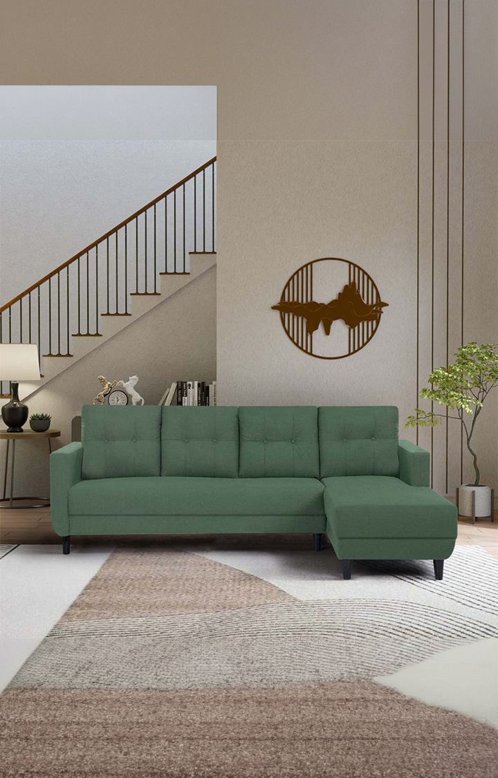 neudot Aria 6 Seater LHS Sectional Sofa in Earth Green Colour