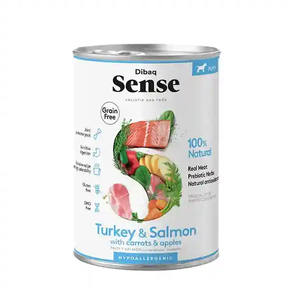 Dibaq Sense Salmon & Turkey Wet Food for Puppy, 380 Gm (Can)