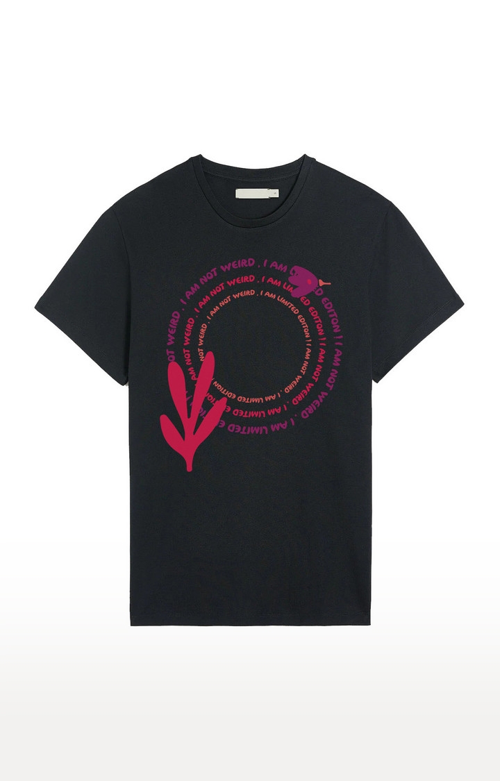 REKOON | Black  Cotton Regular Fit Unisex 'I Am Not Weird' Oversized T-Shirts 2