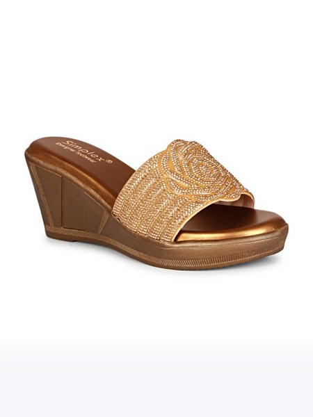 Women's Copper Slip On Synthetic Wedges