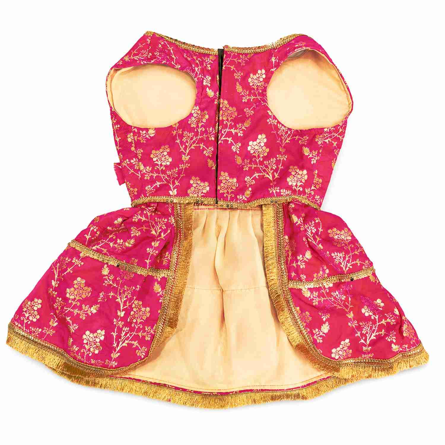 PawsIndia Traditional Royal Zari Dress for Cats - Pink