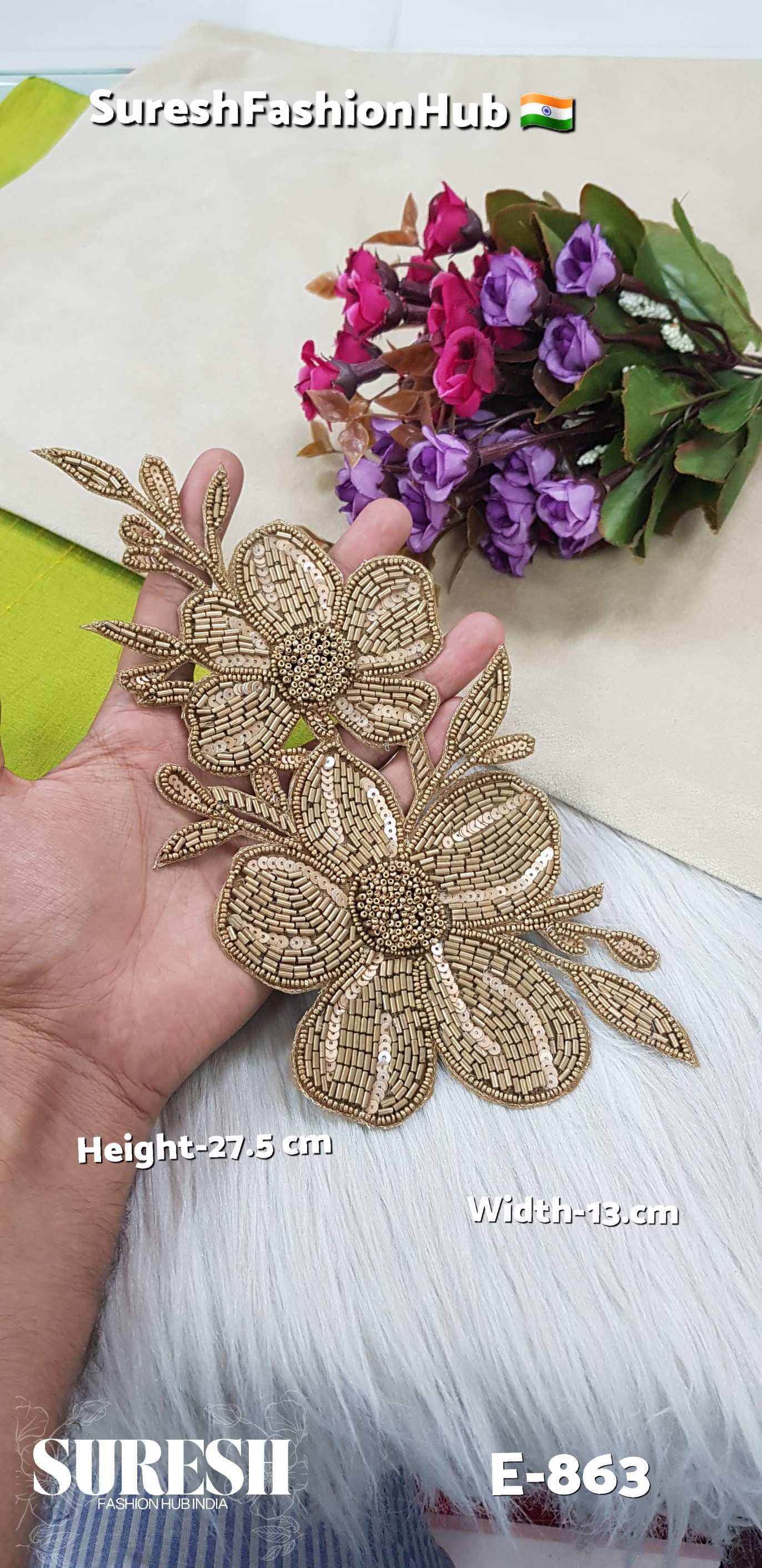 Dual Tone Shine Matt Handcrafted Floral Patch