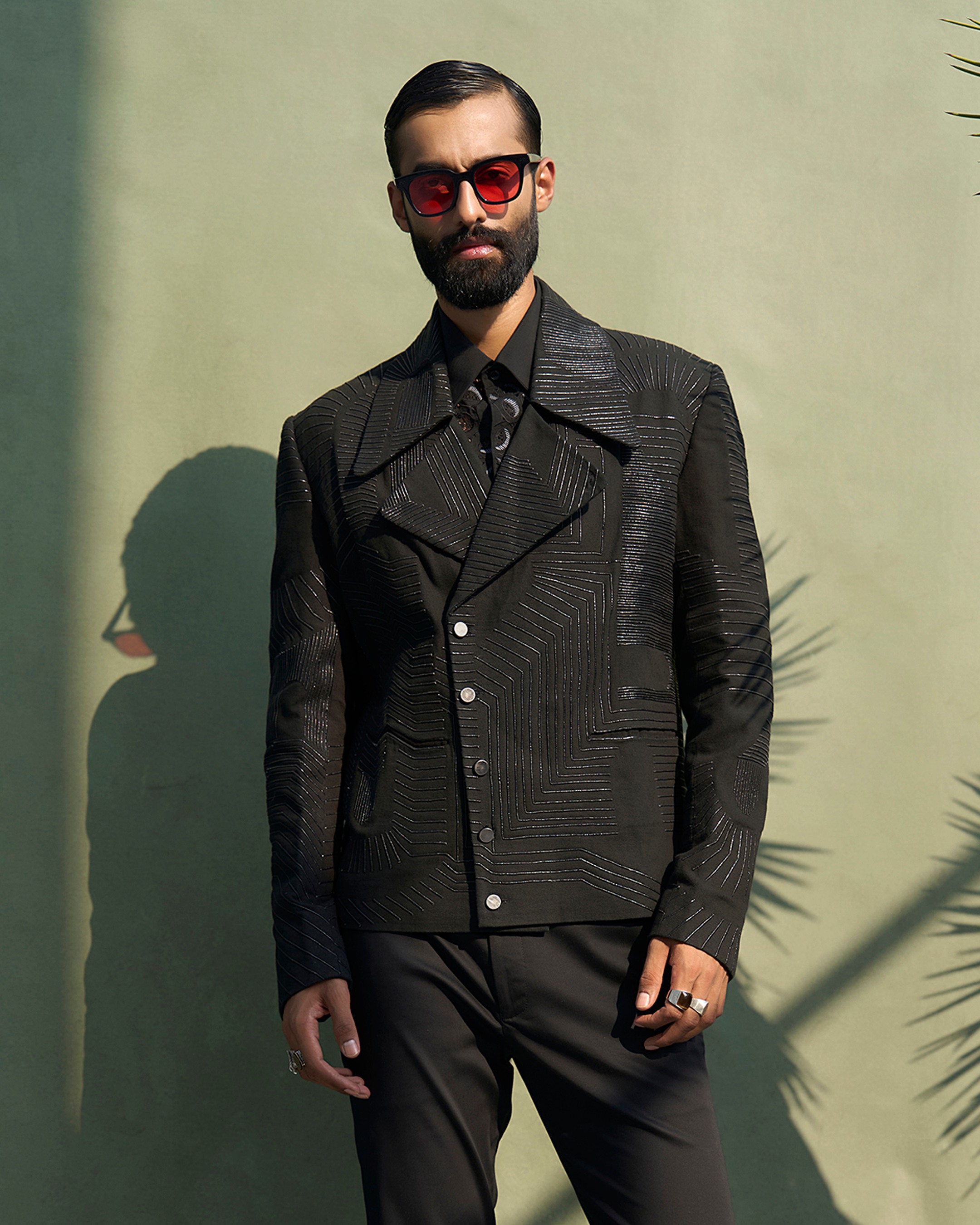 Leather Stripe Relativity Biker Jacket