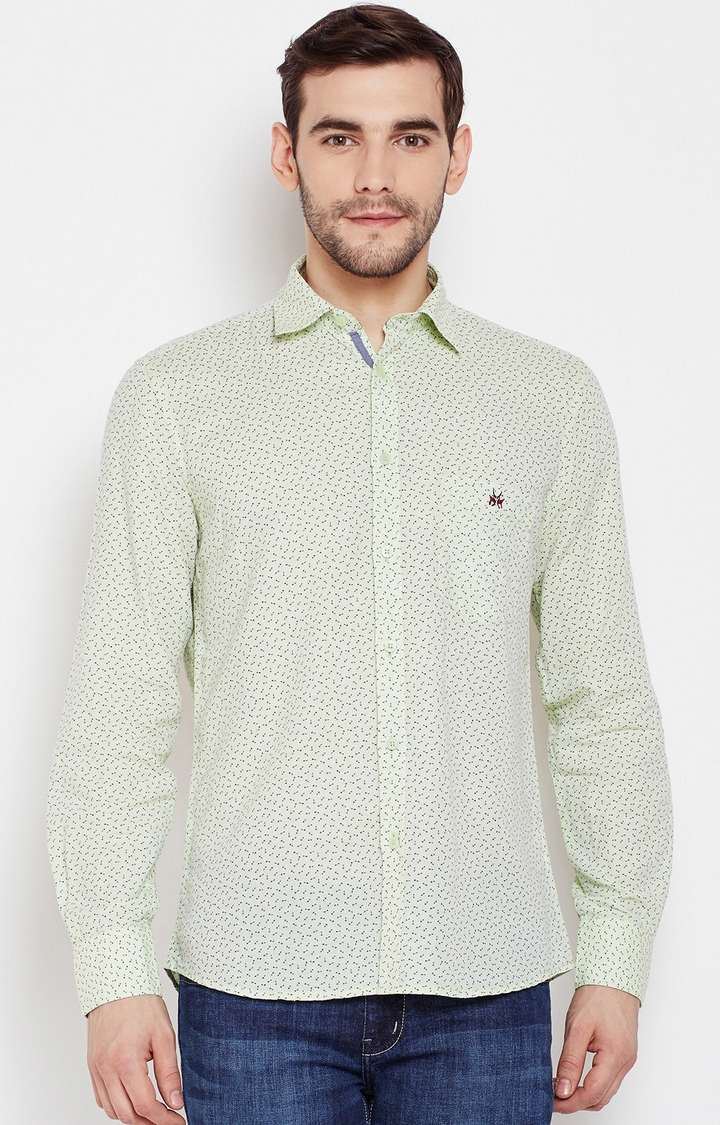 Crimsoune Club | Green Printed Casual Shirt 0