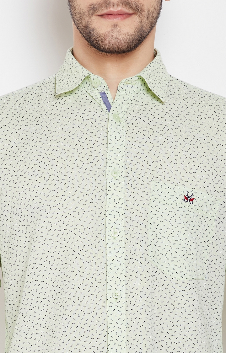 Crimsoune Club | Green Printed Casual Shirt 4