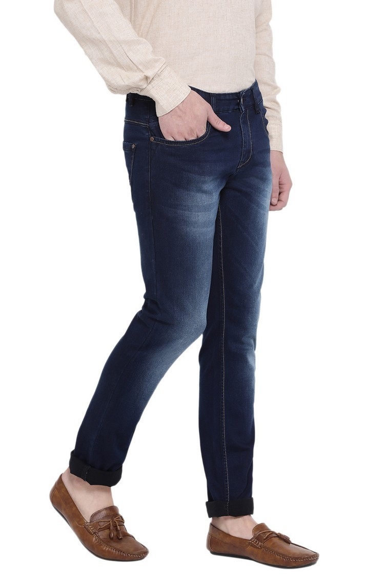 Crimsoune Club | Blue Solid Tapered Jeans 2