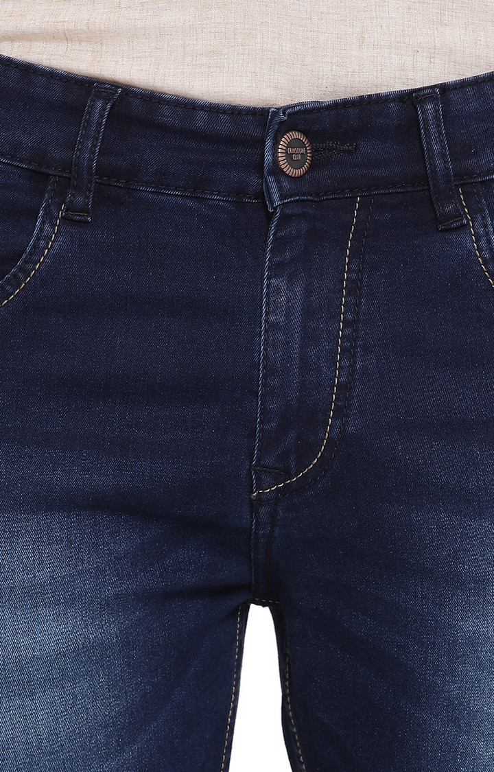 Crimsoune Club | Blue Solid Tapered Jeans 4