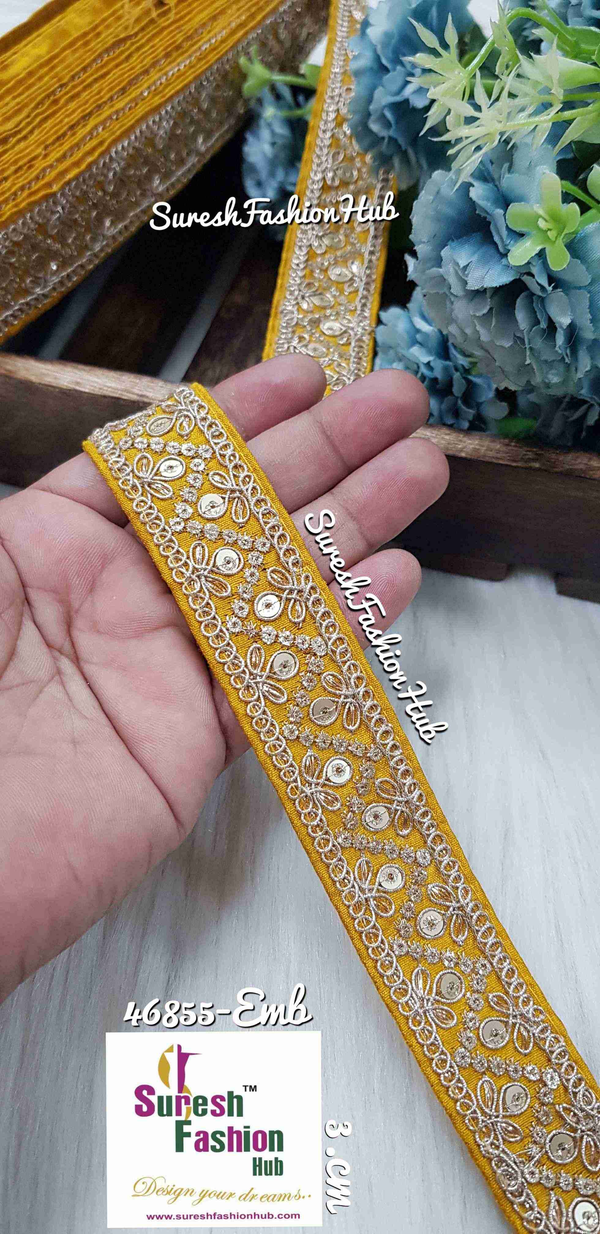Golden Sequin With Zari Splendor Yellow Borders Laces