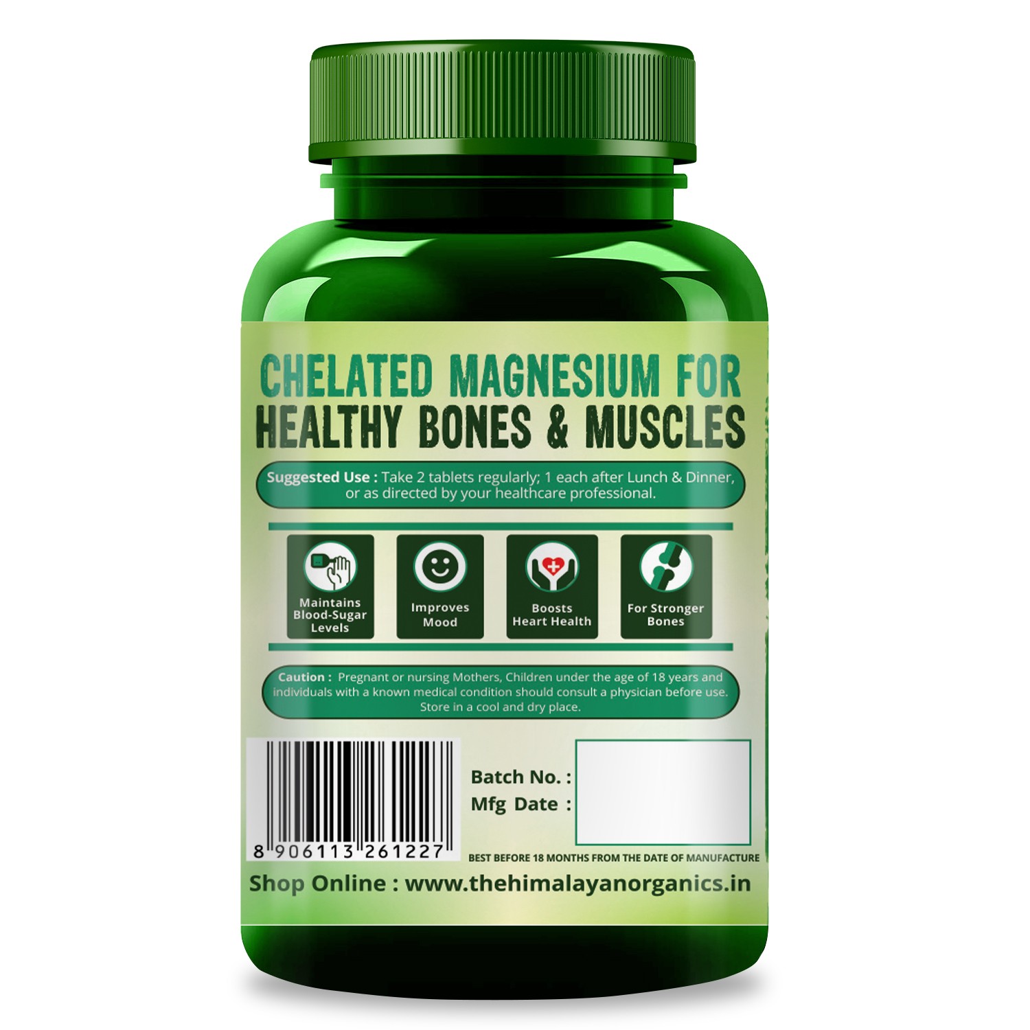 Himalayan Organics Magnesium Complex Supplement with Magnesium Glycinate, Magnesium Citrate, Magnesium Oxide - 120 Veg Tablets