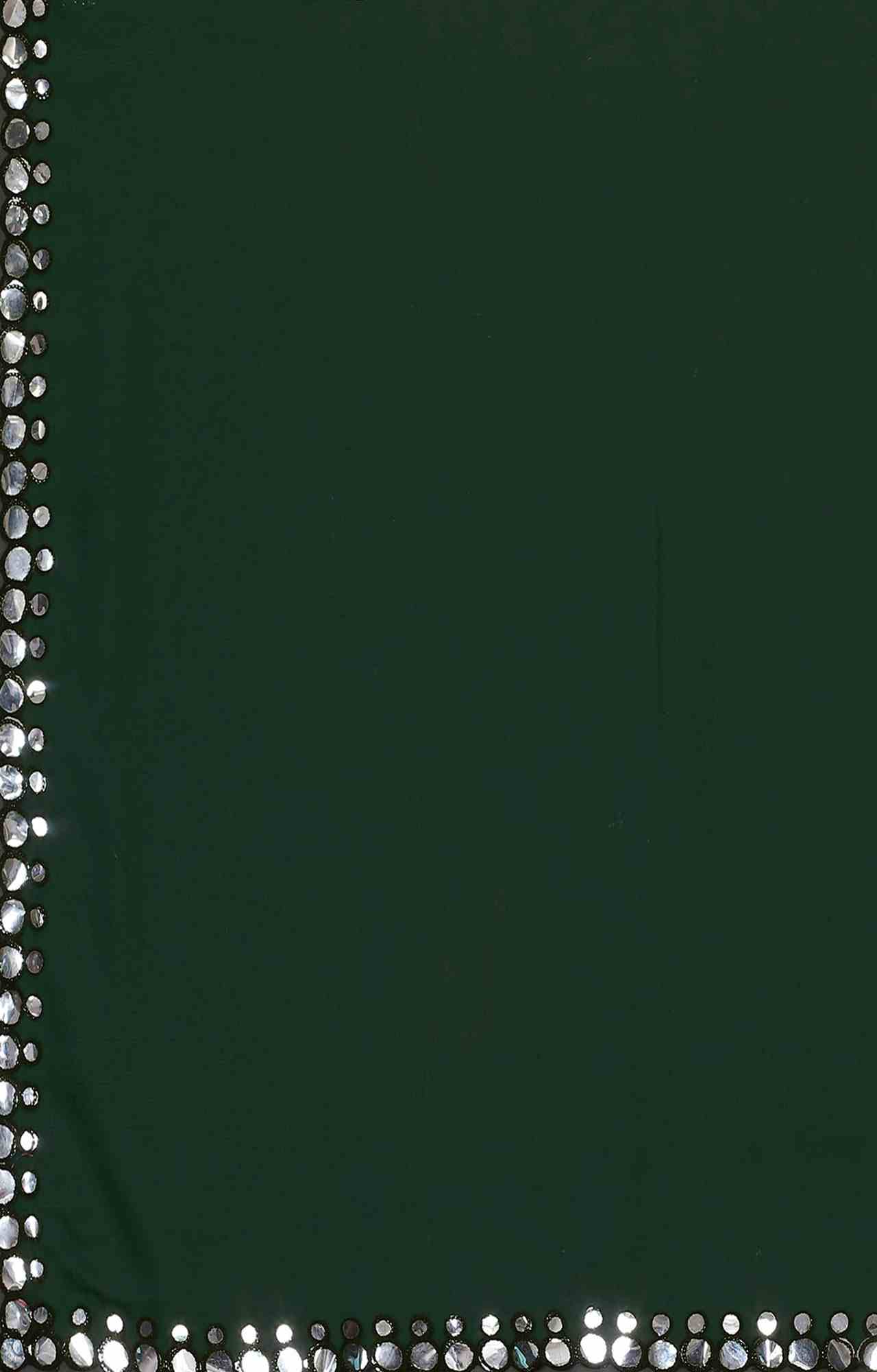 Women Dark Green Solid Georgette Saree with Mirror Work Border - HA_VASTRA_DGRN