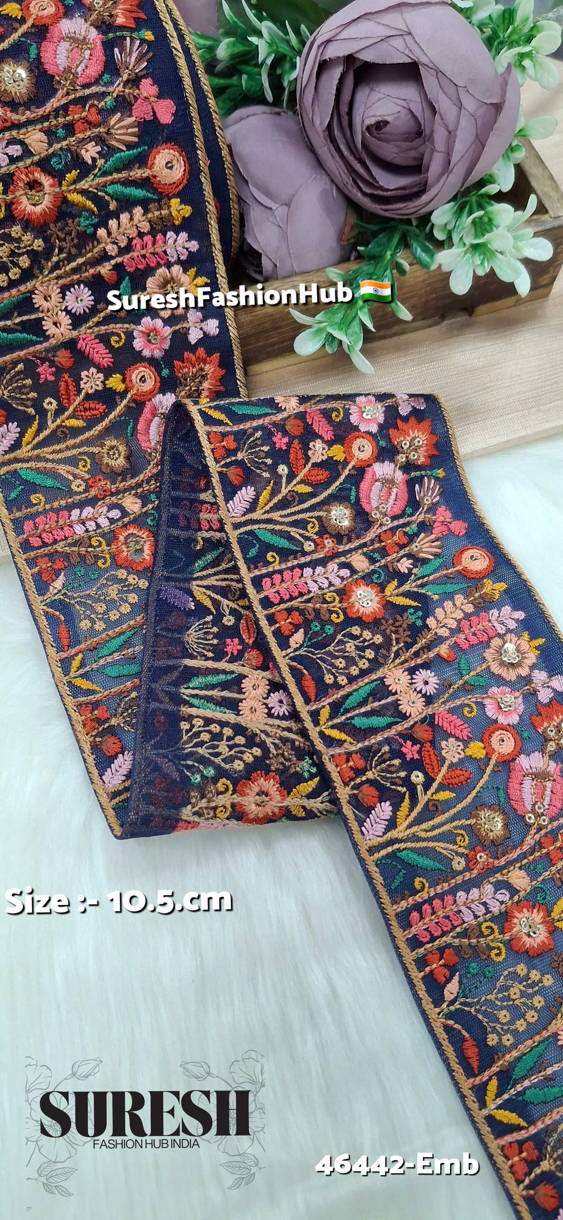  Royal Navy Floral Embroidery 