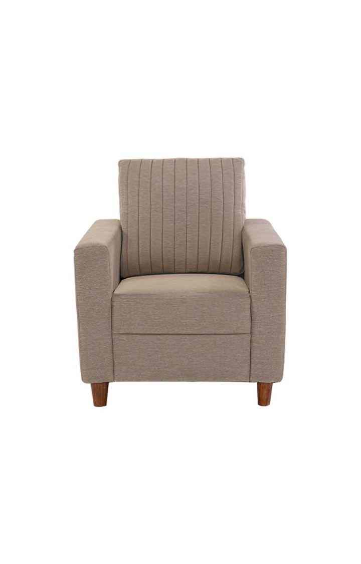 neudot Roman Sofa for Living Room |1 Person Sofa|Premium Fabric with Cushioned Armrest | Solid Wood Frame|1 Seater in Desert Brown Color